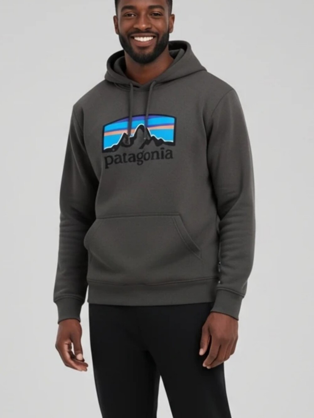 Patagonia Mens Uprisal Hoody XS Dark Grey Fitz Roy Logo Pullover Hoodie